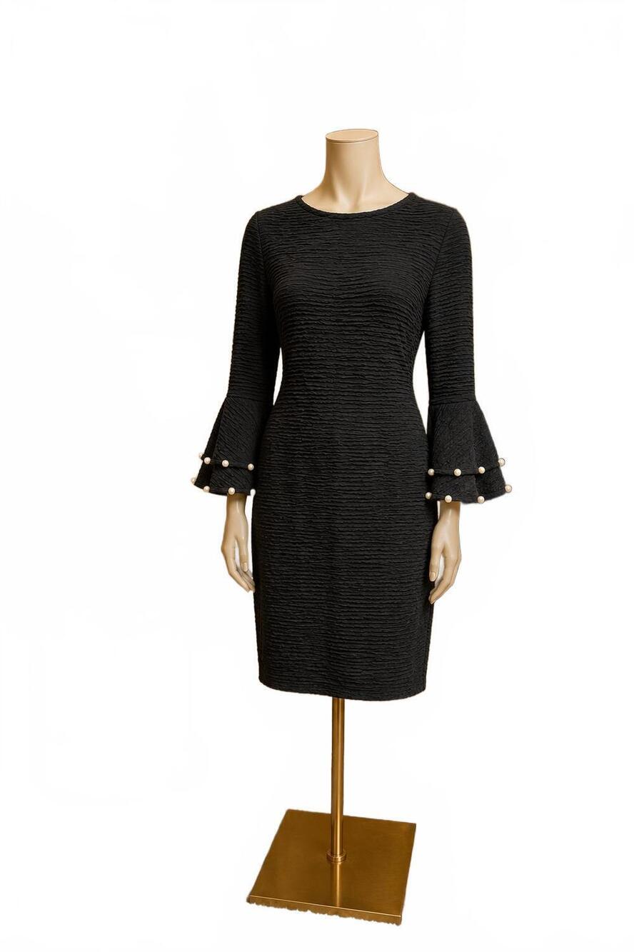NEW ALLEN KAY women's pearl semi sleeve dress in black